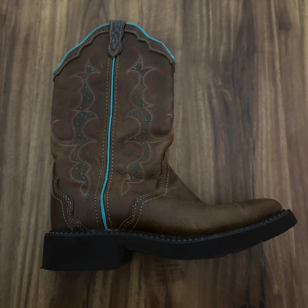 Justin Boots Kids Brown and Blue Western Boots